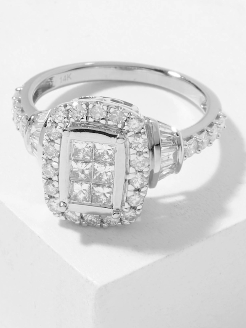 ✨ Stunning Art Deco 14K White Gold Invisible Set Genuine Diamond Ring ✨
